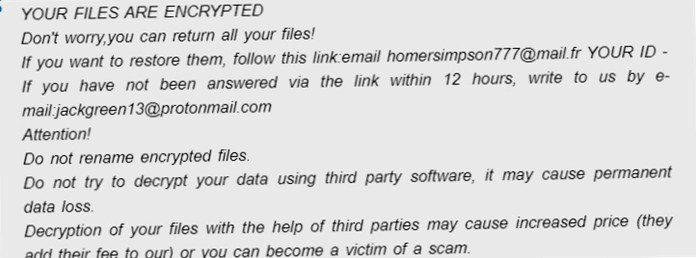 Homer ransomware virus