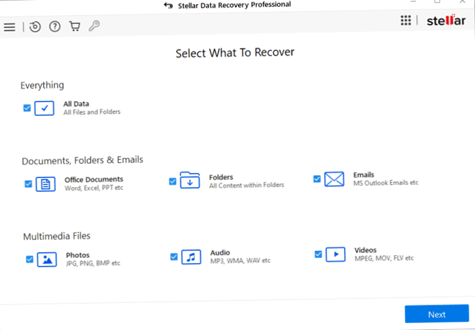 Stellar Data Recovery Pro in use