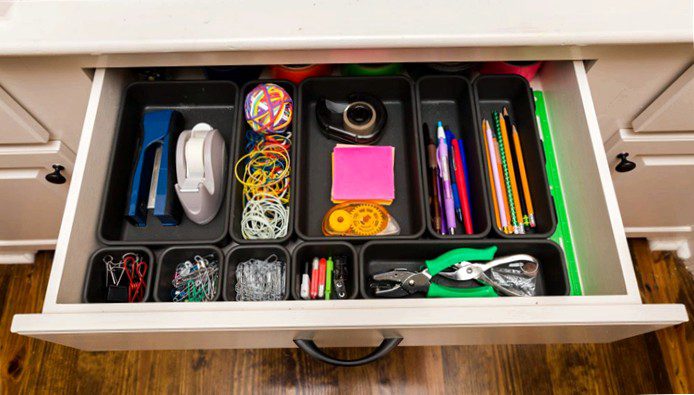 Well-organized drawer with organizing system