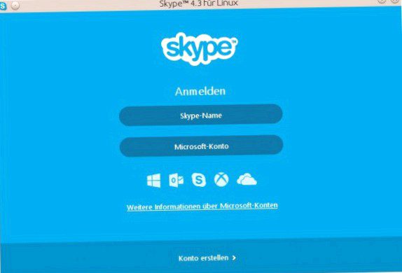 Skype for Linux: Sign in screen
